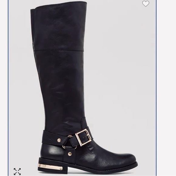 VINCE CAMUTO Tall‎ Riding Boots Kallie Harness Sz 9M/39 NWOT Black Never Worn - Picture 2 of 12